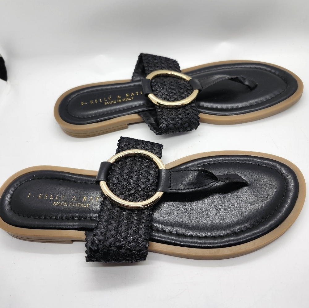 Kelly & Katie Black and Gold Sandals Sz 7‎ - Picture 2 of 6